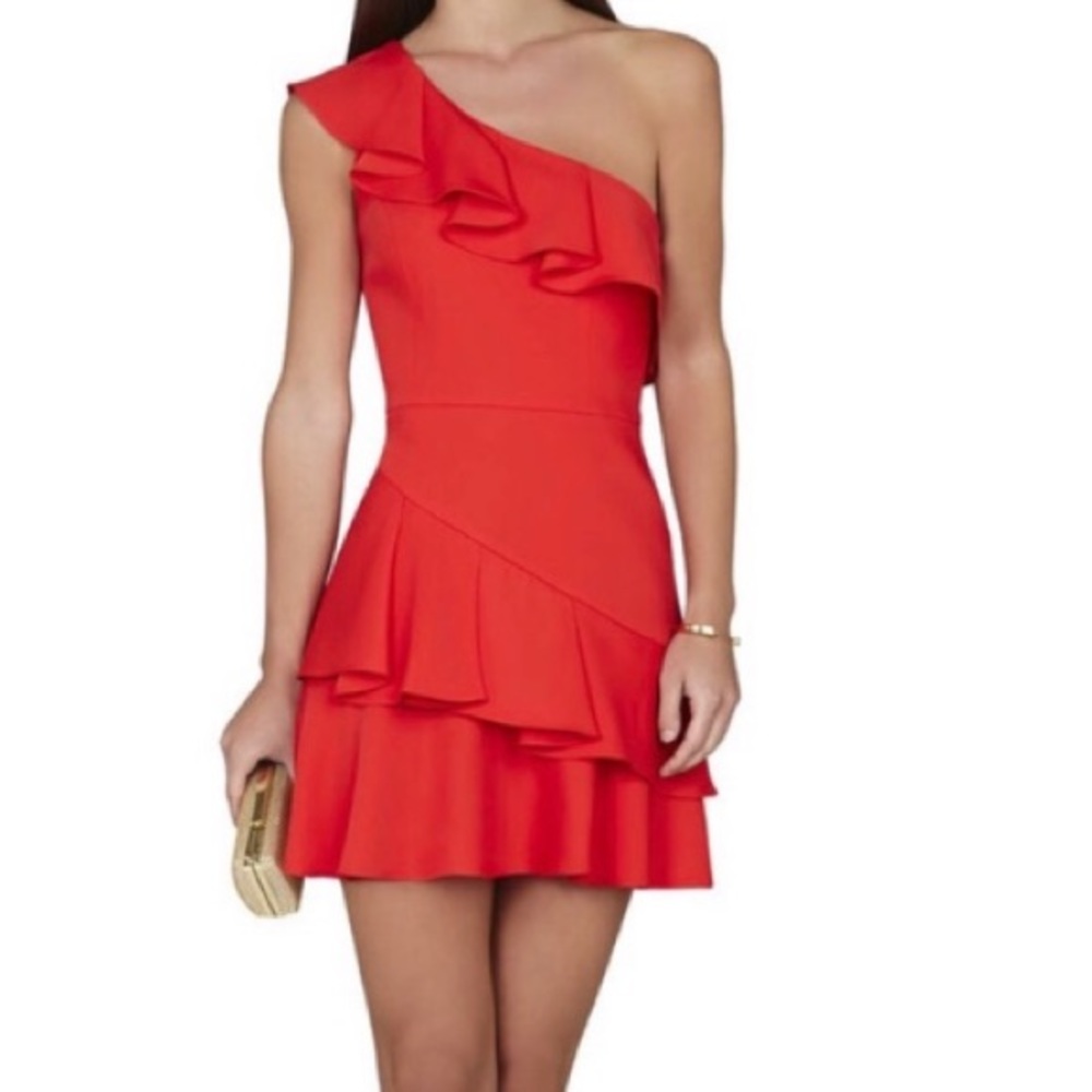 BCBGMAXAZRIA One-Shoulder Ruffle Dress